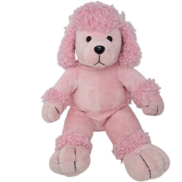 Pawsenclaws Pink Poodle Plush Dog Pet Stuffed Animal Curly Fur 14" - Picture 1 of 7